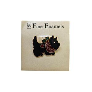 Scottie Terrier Dog Brooch Pin Fine Enamels Glossy Black Fish Enterprises